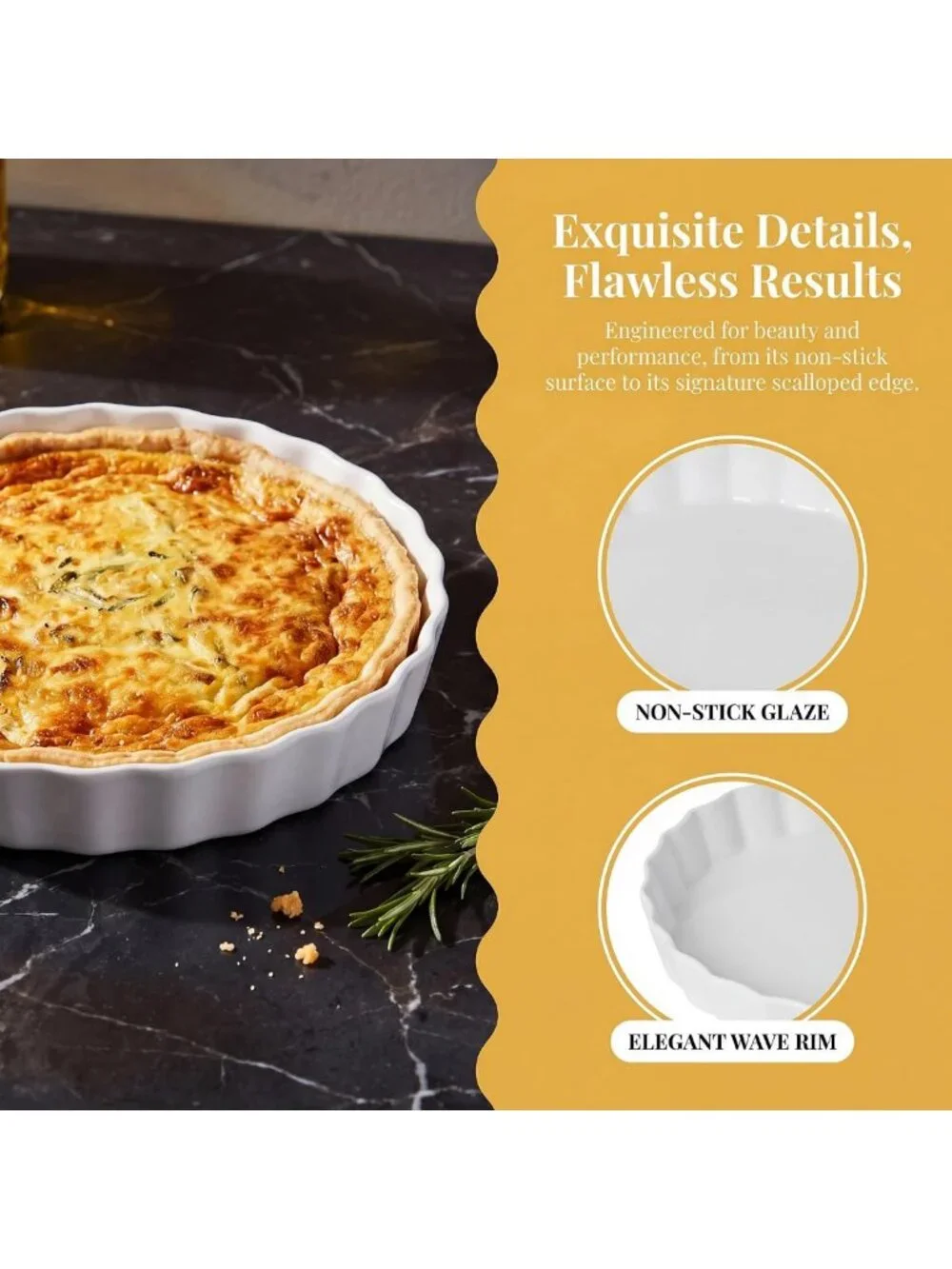 Ceramic Quiche Baking Dish Set of 2 - 10